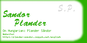 sandor plander business card